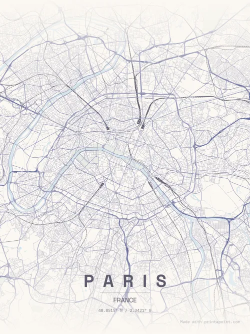 Paris pastel dream map poster