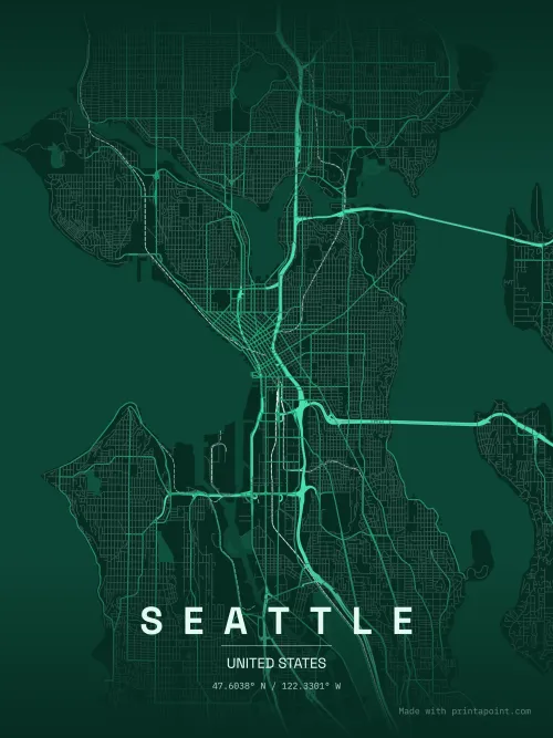 Seattle emerald map poster