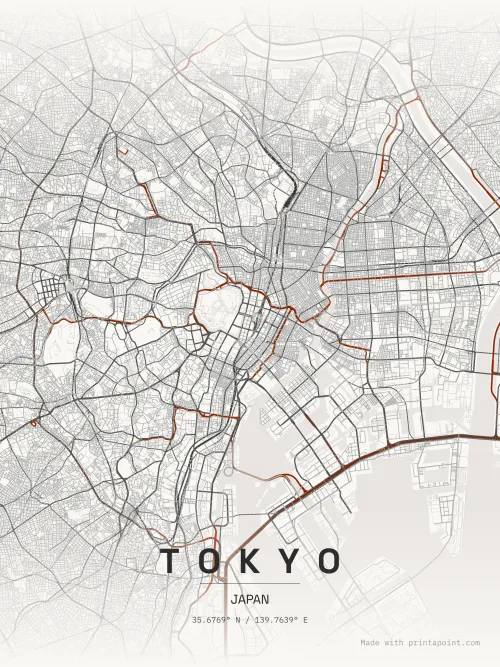 Tokyo Japanese Ink map poster